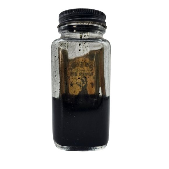 Vintage Evangeline Fabric Slipper Dye Glass Bottle Pitch Black Decorative - Picture 4 of 16